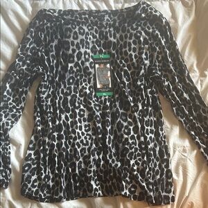 Mario Serrani Monochrome Animal Print Long Sleeve Tee